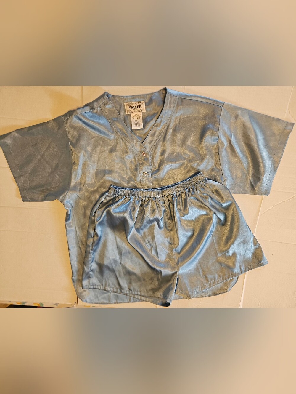 Vintage 90s ESLEEP New York Satin Pajama Set XL Made in Hong Kong